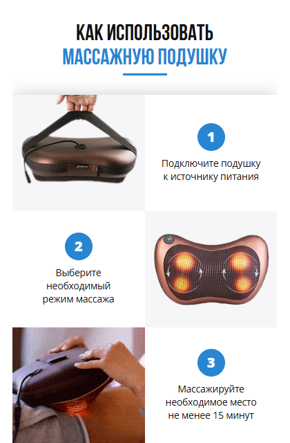 Функциональная массажная подушка для спины и шеи